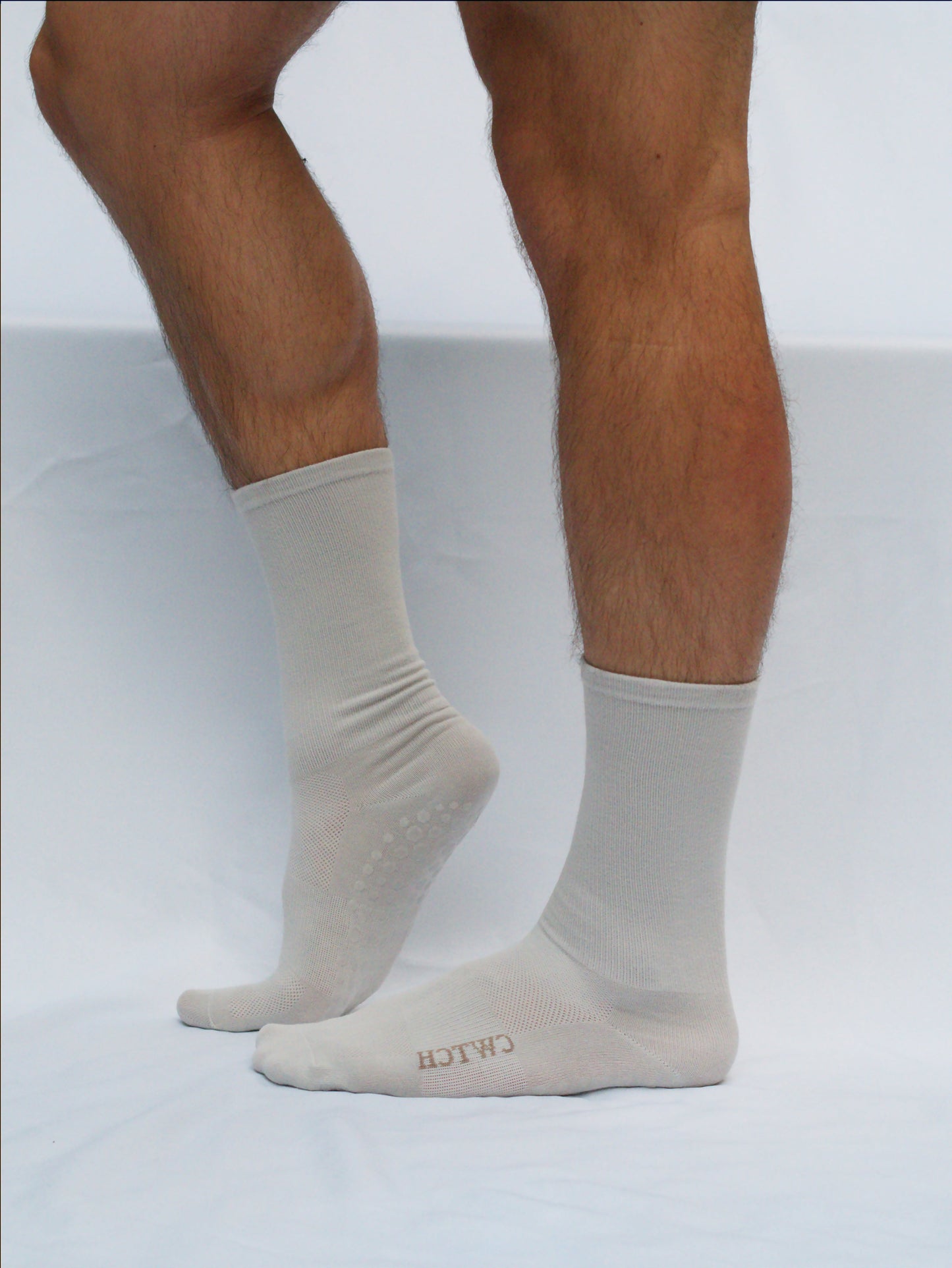 Grey running socks with grips